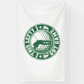 Grappige linkshandige golfspeler spandoek (Verticaal)