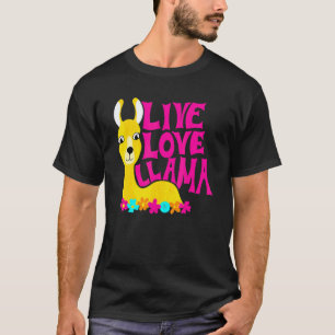 Grappige Live Liefde Lama Bloem Kracht Dier Grafis T-shirt
