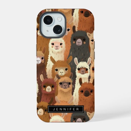 Grappige Llama iPhone Case 15 Hoesje (Achterkant)