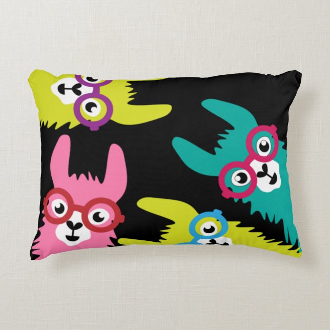 Grappige Llama Kleurrijke Camelid Accent Kussen (Voorkant)