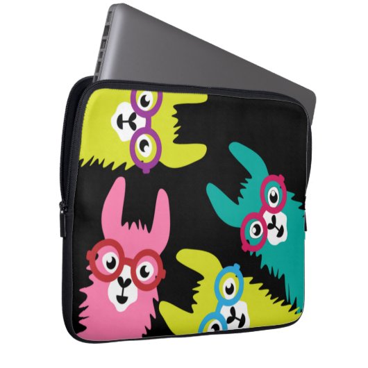 Grappige Llama Kleurrijke Camelid Laptop Sleeve (Voorkant Rechts)