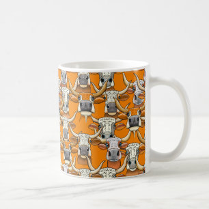 Grappige Longhorn vee portretten in herhaling Koffiemok