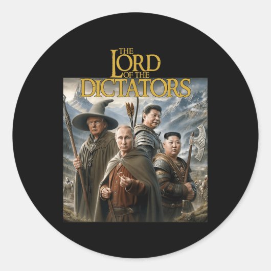 Grappige Lord Dictators Anti Poetin Trump Kim Jong Ronde Sticker (Voorkant)