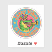 Grappige  Louisiana Alligator Mardi Gras Jazz Sticker (Vel)