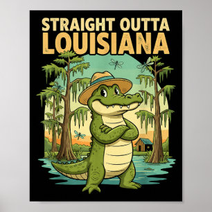 Grappige Louisiana-alligator Retro-wildlife Reis B Poster