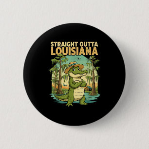 Grappige Louisiana-alligator Retro-wildlife Reis B Ronde Button 5,7 Cm