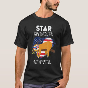 Grappige Luiaard 4 juli Sterren Vlekkerige Slaper T-shirt