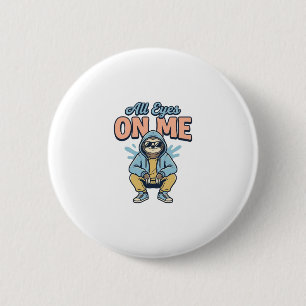 Grappige luiaard Alle ogen op mij Vintage vectoron Ronde Button 5,7 Cm