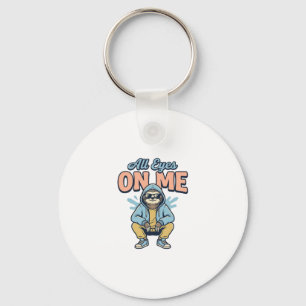 Grappige luiaard Alle ogen op mij Vintage vectoron Sleutelhanger