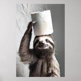 Grappige Luiaard Badkamer Muur Kunst, Grappige Lui Poster