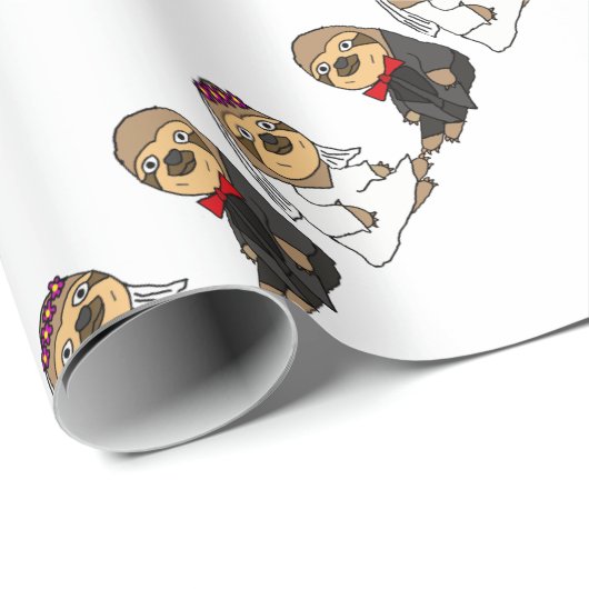 Grappige luiaard bruid en bruidegom bruiloft cadeaupapier (Rol Hoek)