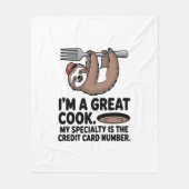 Grappige Luiaard Cook Hanging on a Fork Fleece Deken (Voorkant)