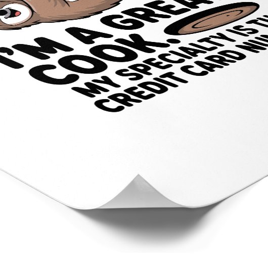 Grappige Luiaard Cook Hanging on a Fork Poster (Hoek)