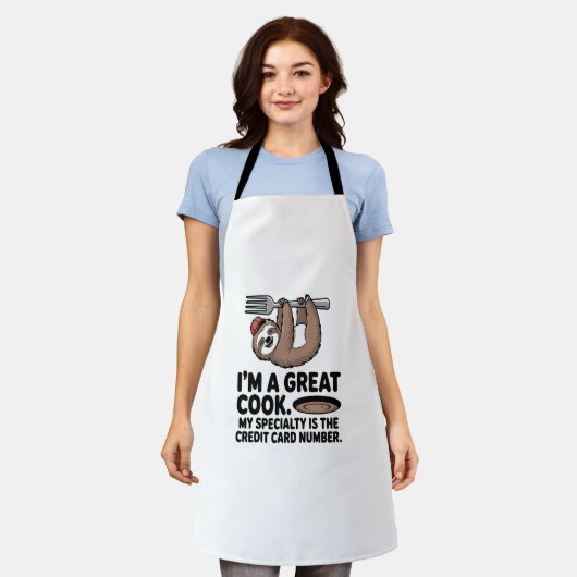Grappige Luiaard Cook Hanging on a Fork Schort (Gedragen)