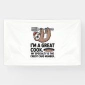 Grappige Luiaard Cook Hanging on a Fork Spandoek (Horizontaal)