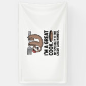Grappige Luiaard Cook Hanging on a Fork Spandoek (Verticaal)