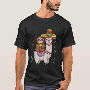 Grappige Luiaard Die op een Lama Rijdt Mexicaans F T-shirt