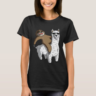 Grappige Luiaard Die op een Lama Rijdt T-shirt