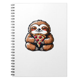 Grappige luiaard die pizza eet, Kawaii dierliefheb Notitieboek