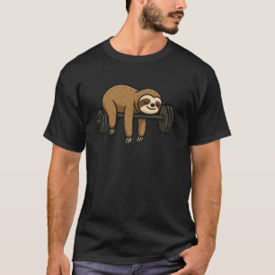 Grappige luiaard die slaapt op een halter Grappige T-shirt