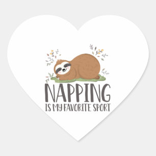 Grappige luiaard dutten is mijn favoriete sport hart sticker
