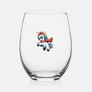 Grappige Luiaard Eenhoorn als Held voor een Superh Wijnglas Zonder Voet