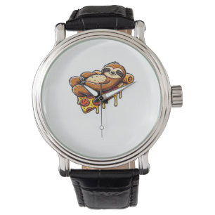 Grappige luiaard eten Pizza, Kawaii Dierenvriend C Horloge