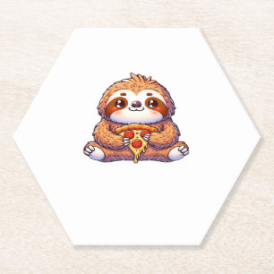 Grappige luiaard eten Pizza, Kawaii Dierenvriend C Kartonnen Onderzetters