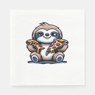 Grappige luiaard eten Pizza, Kawaii Dierenvriend O Servet