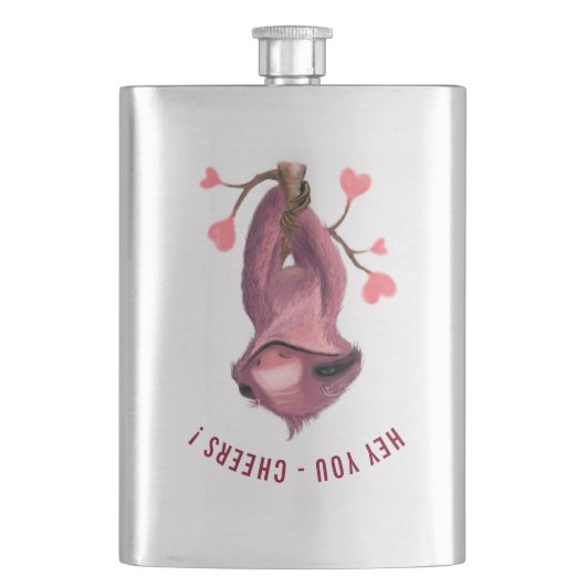 Grappige Luiaard Flask Cheers - Aangepaste tekst Flacon (Voorkant)