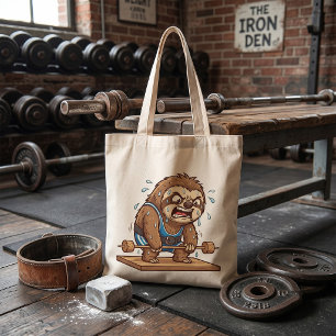 Grappige Luiaard Gewichtheffer Gym Sport Tote Bag