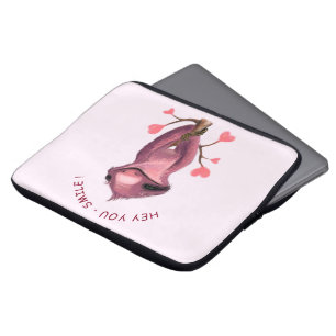 Grappige luiaard glimlach laptophoes - aangepaste laptop sleeve