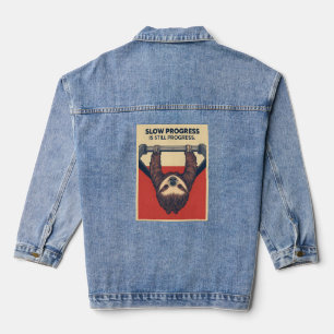 Grappige Luiaard Gym Motivatie Poster - Trage Voor Denim Jacket