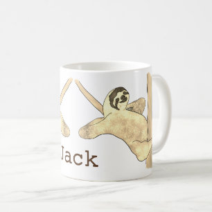 Grappige luiaard in boom Chill dier Humor naam Jac Koffiemok