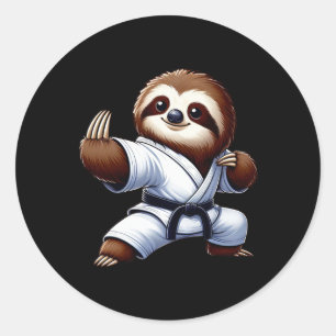 Grappige Luiaard Karate Japanse Vechtkunst Martial Ronde Sticker