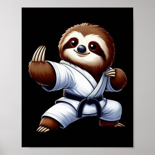 Grappige Luiaard Karate Martial Arts Japanse Marti Poster