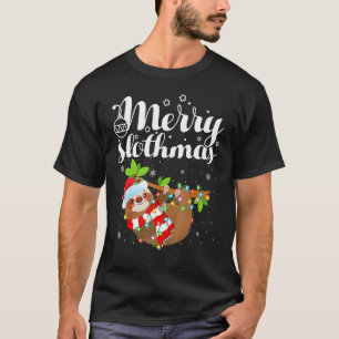 Grappige Luiaard Kerstlichtjes Gelukkig Luiaardker T-shirt