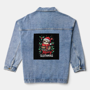 Grappige Luiaard Kerstverlichting Gelukkig Luiaard Denim Jacket