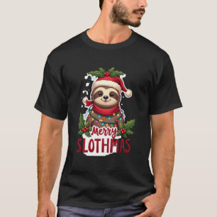 Grappige Luiaard Kerstverlichting Gelukkig Luiaard T-shirt
