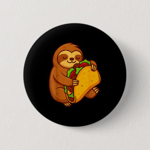 Grappige luiaard knuffelt taco mexicaans eten lief ronde button 5,7 cm