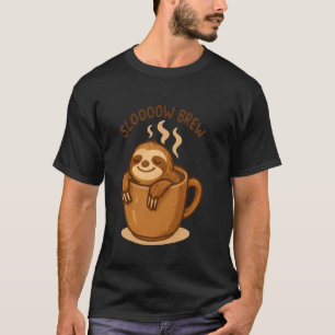 Grappige Luiaard Koffieliefhebber Traag Getrokken T-shirt