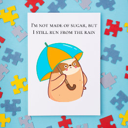 Grappige luiaard met paraplu briefkaart