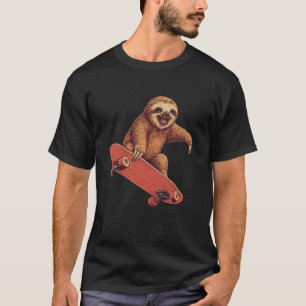 Grappige Luiaard Op Een Skateboard Skateboarden T-shirt
