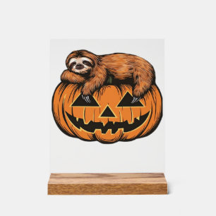 Grappige luiaard op Halloween pompoen essentiële T Acryl Bord