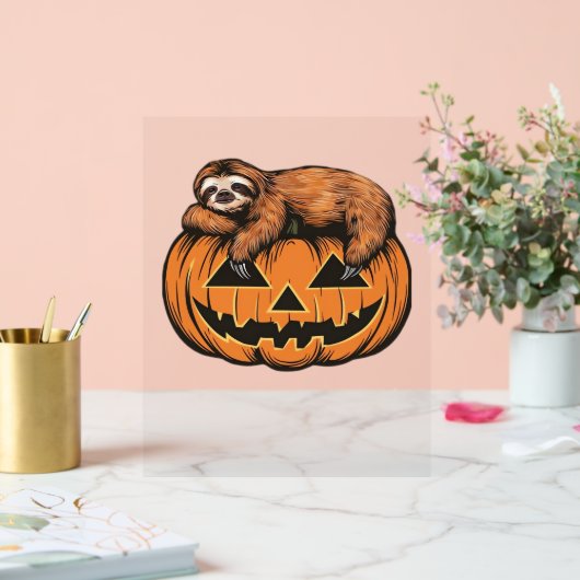 Grappige Luiaard op Halloween Pumpkin Essential T- Acryl Bord (Huwelijk)