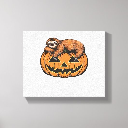 Grappige Luiaard op Halloween Pumpkin Essential T- Canvas Afdruk (Voorkant)