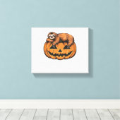 Grappige Luiaard op Halloween Pumpkin Essential T- Canvas Afdruk (Insitu (Houten vloer))