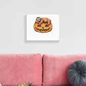 Grappige Luiaard op Halloween Pumpkin Essential T- Canvas Afdruk (Insitu (Woonkamer))