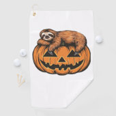 Grappige Luiaard op Halloween Pumpkin Essential T- Golfhanddoek (Insitu)