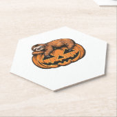 Grappige Luiaard op Halloween Pumpkin Essential T- Kartonnen Onderzetters (Schuin)